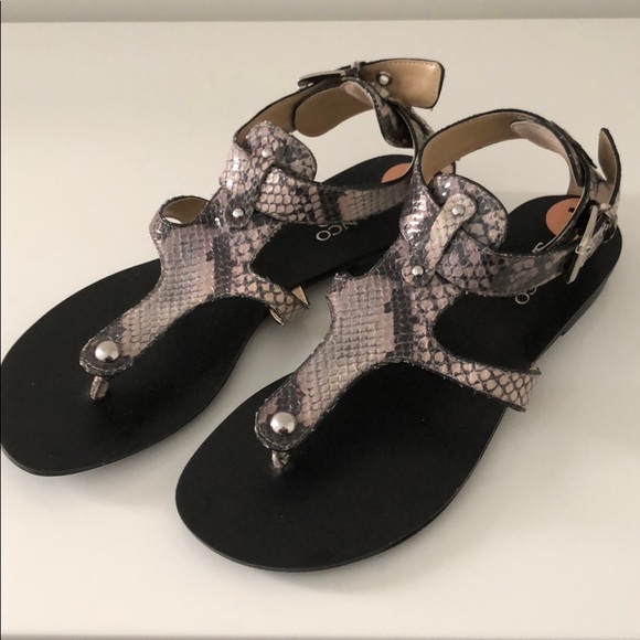 FRANCO SARTO SNAKESKIN ANKLE-STRAP SANDALS - Picture 3 of 8